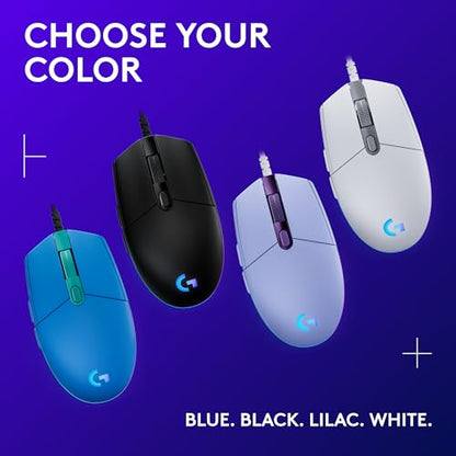 Logitech G203 Wired Gaming Mouse - Black | LIGHTSYNC RGB, On-Board Memory, 6 Programmable Buttons, Compabile with PC/Mac - color: Black