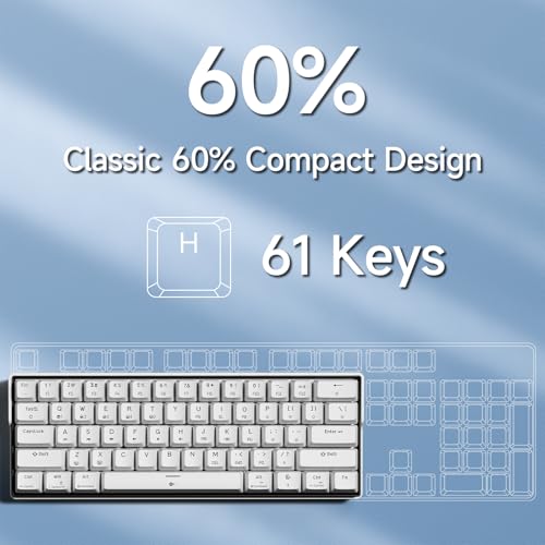 KEMOVE K61SE Gaming Mechanical Keyboard, 60 Percent Wired RGB Backlit N-Key Rollover Compact Mini 61 Keys Keyboard for PC Laptop, Red Switch - color: White-RGB, size: Red Switch