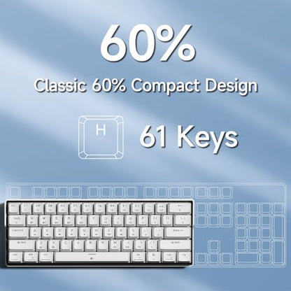 KEMOVE K61SE Gaming Mechanical Keyboard, 60 Percent Wired RGB Backlit N-Key Rollover Compact Mini 61 Keys Keyboard for PC Laptop, Red Switch - color: White-RGB, size: Red Switch