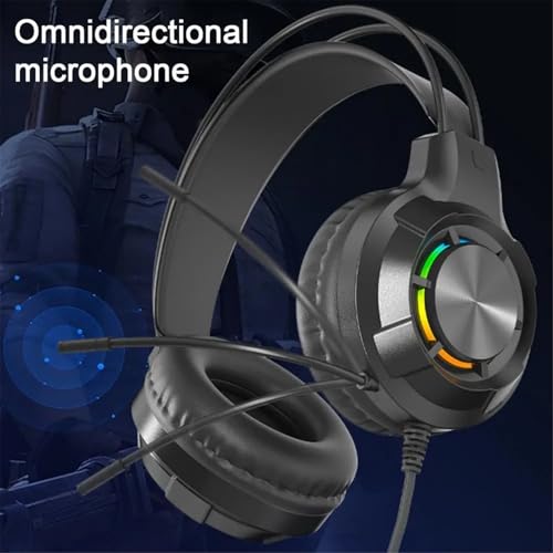 Wired Gaming Headphone with Mic for PC,Over-Ear Headset with LED Light Noise Canceling Microphone