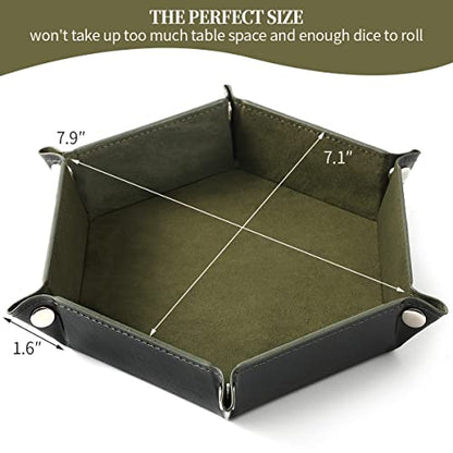 Grajar 2 Pcs Portable Folding Dice Rolling Tray Set for RPG DND Table Games - PU Leather and Velvet Holder Storage Box - RoyalBlue and Green - color: Royalblue and Green