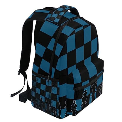 Black Blue Chess Board Backpack Bookbag Daypack Travel Hiking Camping School Laptop Bag - color: Multi Pattern 9
