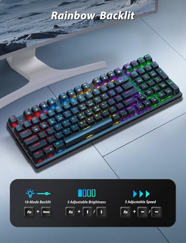 Wireless Mechanical Keyboard and Mouse Combo, 98-Key Gaming Keyboard with RGB Backlit, Tri-Mode BT5.0/2.4G/USB-C, 4000mAh Battery, 3200 DPI Gaming Mouse with Mouse Pad for PC, Laptop, Tablet - color: Black