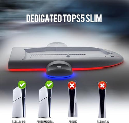 PS5 Slim Cooling Station with RGB LED Charging Dock - 3-Level Fan Cooling, Dual PS5 Controller Charger