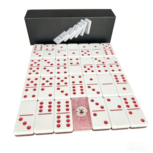 Premium Double 6 Dominoes Set 28 Tiles for Adults,Domino Board Games with Case for for Birthdays, Holidays and Special Occasions (Dominoes-Pink-Dog) - style: Dominoes-Pink-Dog