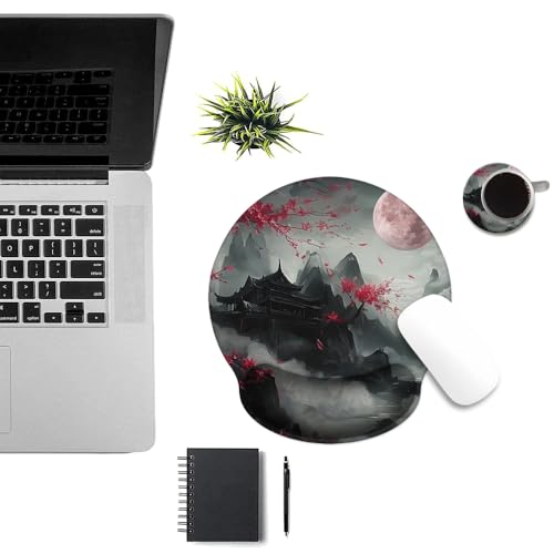 Mouse Pad with Wrist Support, Ergonomic Mouse Pad with Memory Foam Wrist Rest Cushion, Non-Slip Rubber Base Gaming Mice Pad for Home Office Computer Laptop,Cherry Blossom - color: Cherry Blossom