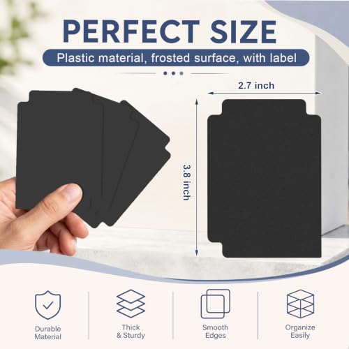 50 Pcs Trading Card Dividers Plastic Card Dividers, Frosted Separator with Tabs Standard Vertical Compatible with Games Sports TCG, 2.7 x 3.8 Inches (Black) - color: Black