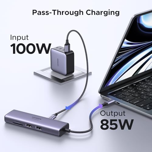 UGREEN Revodok 7 in 1 USB C Hub Gigabit Ethernet Adapter 4K@60Hz HDMI, 100W PD Charging, USB A Data Ports, SD/TF Card Reader Compatible with MacBook Neo/Pro/Air, iPad, Steam Deck
