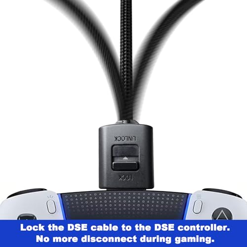 Replacement USB-C Cable & Locking Connector Kit for PS5 for DualSense Edge Controller, 9.2FT Braided Charging Camera Cord with Anti-Unplug Lock, Complete Wired Gaming Set Cam
