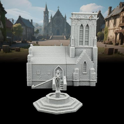AUSPDICE DND Terrain Sacred Church Set – 7-Piece RPG Building Kit for Tabletop Roleplaying Games, Compatible with 28mm Figures Dungeons and Dragons Map and TTRPG Accessories-AF1089