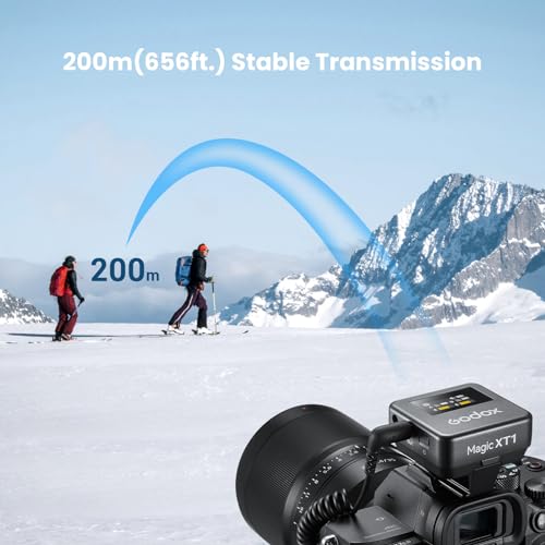 GODOX Magic XT1 Wireless Lavalier Microphone System | 48kHz 24-bit audio, touchscreen, noise reduction, 200m transmission, 16hr runtime, mono/stereo mode, with charging case