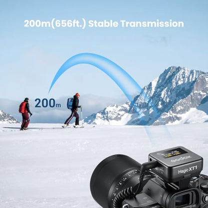 GODOX Magic XT1 Wireless Lavalier Microphone System | 48kHz 24-bit audio, touchscreen, noise reduction, 200m transmission, 16hr runtime, mono/stereo mode, with charging case