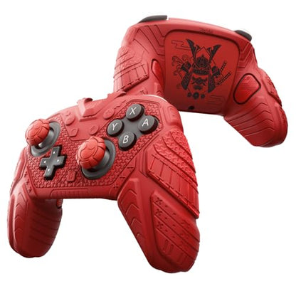 PlayVital for Nintendo Switch 2 Pro Controller Skin Cover – Samurai Armor Edition Silicone Case for Switch 2 Pro Controller with Back Button Caps & Thumb Grip & Sticker, Shockproof - Red - color: Red