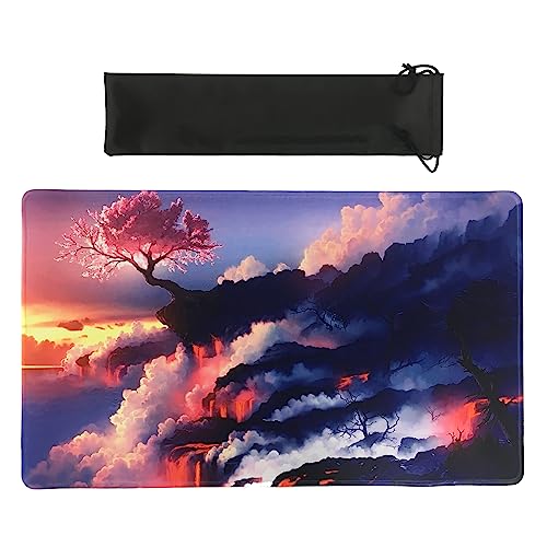 Playmat for MTG 24 x 14 Inches, Trading Card Game Playmats with Storage Bag, Non-Slip Rubber Compatible for TCG CCG, Tree - color: Tree