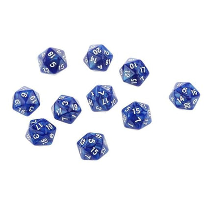 10PCS Polyhedral Dice - D20, 20mm Acrylic, 20 Sided Dice for RPG, MTG, DND, Table Games (Blue) - color: Blue