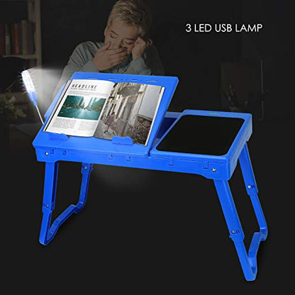 Moclever Laptop Table for Bed-Multi-Functional Laptop Bed Table Tray with Internal Cooling Fan & 2 Independent Laptop Stands-Foldable & 3 Different Height Laptop Desk-LED Lamp-4 Port USB