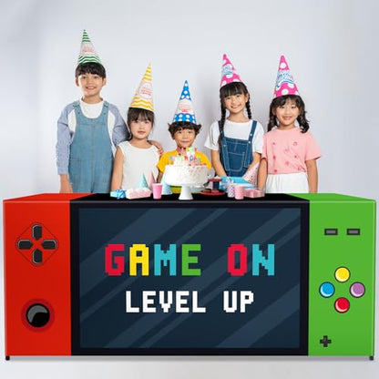 6Ft Video Game Tablecloth Birthday Party Decoration Game Controller Theme Table Cover Washable Fabric Polyester Gaming Table Covers Protector for Gamer Player Birthday Parties Favors Supplies