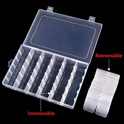 Gospire 36 Grids Clear Plastic Jewelry Box Organizer Storage Container with Removable Dividers (36 Grids - Clear) - color: Clear-36 Grids