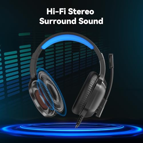 IMYB A36 Gaming Headset with Mic Stereo Headphones for Pc PS5, Xbox | RGB Wired Over-Ear Noise Cancelling for Xbox Series X/S, PS4, Nintendo Switch, Computer, Laptop, Mac - color: Blue