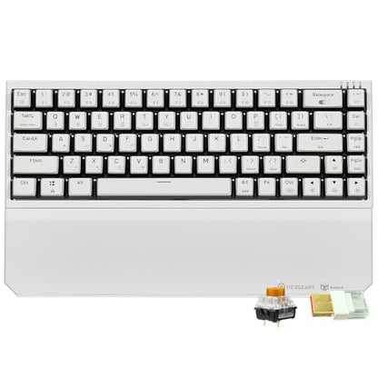 Hexgears X1 Pro Wireless Mechanica Keyboard, Tri-Mode Bluetooth/2.4G/USB-C, Hot-Swappable Tactile Switch Gaming Keyboard, Mini Compact White Backlit Keyboards with Wrist Rest - White - color: Panda-X1 Pro, size: Tactile