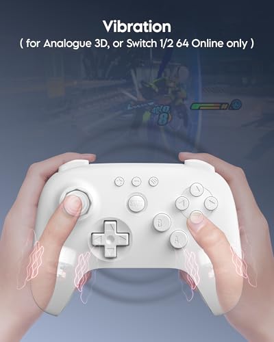 8Bitdo 64 Bluetooth Controller for Analogue 3D, Switch, Switch 2, Windows, Android – Hall Effect Joystick, Vibration, Turbo Function – White - color: White