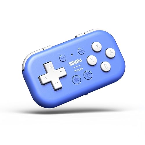 8Bitdo Micro Bluetooth Gamepad Pocket-sized Mini Controller for Switch, Android, and Raspberry Pi, Supports Keyboard Mode (Blue) - color: Blue