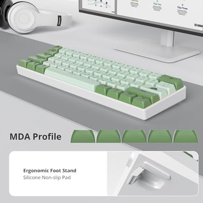 60% Mechanical Keyboard Wired Linear Red Switch RGB Backlight | 60 Percent 61-keys Compact Layout Gaming Keyboard TKL Ultra-Compact Mini RGB Backlit - color: 61 Matcha/Red Switch