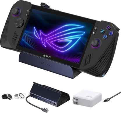 iVANKY 4K@144Hz Steam Deck Dock, 8-in-1 Docking Station with 100W Adapter | For Legion Go/ROG Ally X/ROG Ally, Valve Stream Deck OLED Hub, HDMI 2.1, 1Gbps Ethernet, 3*USB-A 3.0, 100W USB-C Port - color: Dark Blue