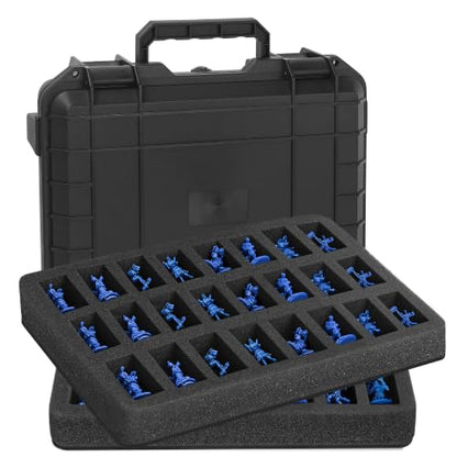 Miniature Storage Figure Hard Shell Case, 48 Slots DND Minis Carrying Case | Figurine Hard Case Compatible with D&D DND Minis and More, with 2 Customizable Foam Layer, Water-resistant - style: 48 Slots