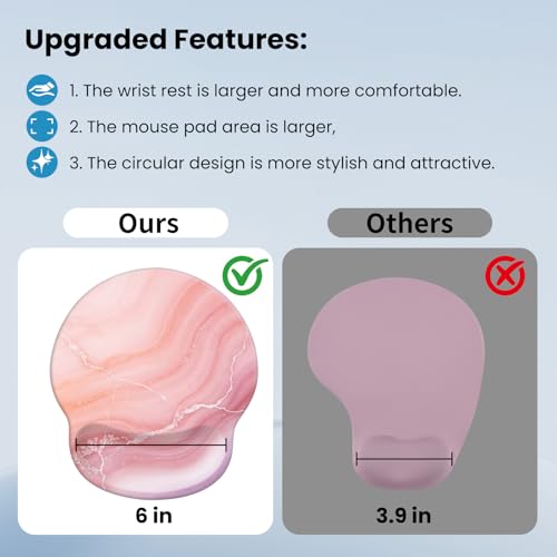 Mouse pad with Wrist Rest,Relieving Pain Memory Foam Computer pad, Ergonomic Desktop Mouse, Silicone Material Mouse pad, with Non-Slip PU Base (Marble) - color: Marble