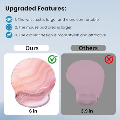 Mouse pad with Wrist Rest,Relieving Pain Memory Foam Computer pad, Ergonomic Desktop Mouse, Silicone Material Mouse pad, with Non-Slip PU Base (Marble) - color: Marble