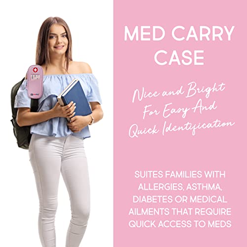 PracMedic Bags Epi Pens Carrying Case- Insulated Epipen Carry Case (Pink) | Holds 2 Epi Pens, Auvi-Q or Neffy, Inhaler & Antihistamine. Medical Case for Allergy, Asthma & Diabetes Medicines - color: Quartz Pink