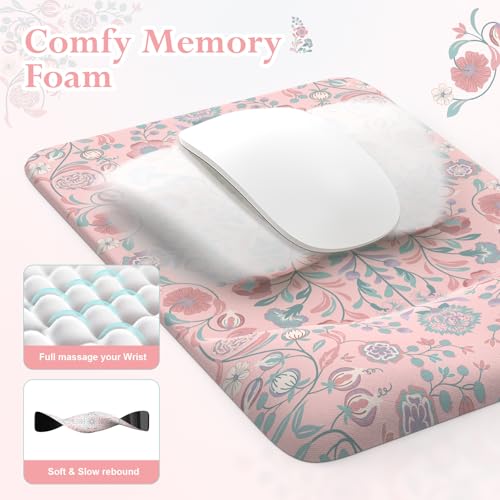 iLeadon Pink Desk Mat Set, Ergonomic Mouse Pad with Wrist Rest | Non-Slip Base Gaming Mouse Pad with Keyboard Wrist Pad, Anti-Fatigue Desk Mat with Wrist Support for Office Home - color: Pink