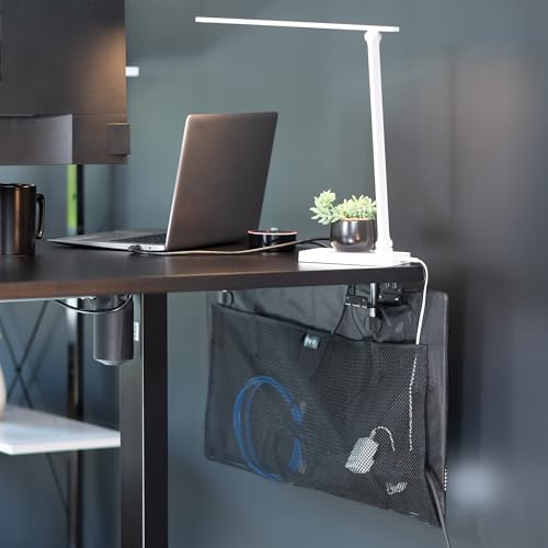 VIVO Black Clamp-on 30 inch Desk Cable Management Sleeve, DESK-SKIRT-30P | Privacy Desk Skirt, Cable Organizer, Wire Hider Kit Panel System - size: 30" Panel