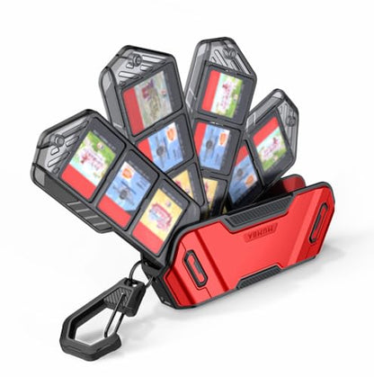 Mumba 12 Game Card Case for Nintendo Switch Game Cards, Portable and Exquisite Protective Hard Shell with 4 Layer Rotatable Holder for Nintendo Switch 2/Switch/Switch OLED/Lite (Ruddy) - color: Ruddy
