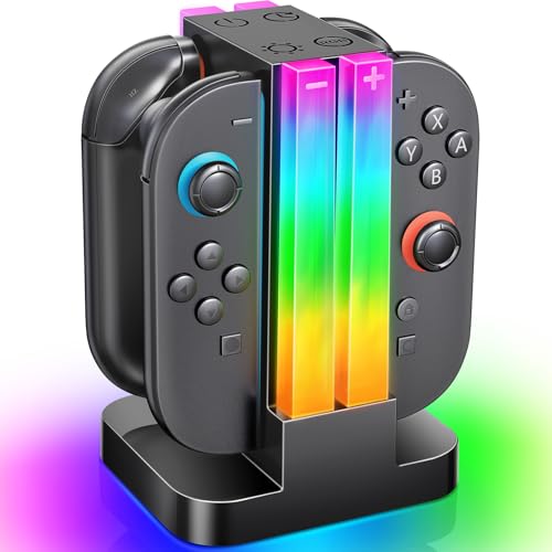 Switch 2 Controller Charger Dock Compatible with Nintendo Switch 2 with 6 RGB Light Modes & Timer Function, Charger Station with Type-C Cable - size: 5.5''