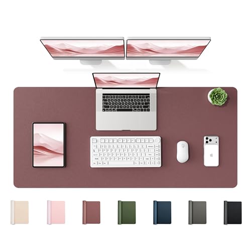 YSAGi 47.2" x 17" Large PU Leather Desk Mat for Keyboard and Mouse - Waterproof Non-Slip Desk Pad Protector for Office, Home, Writing Desk, Dark Pink - color: Dark Pink, size: 47.2" x 17"