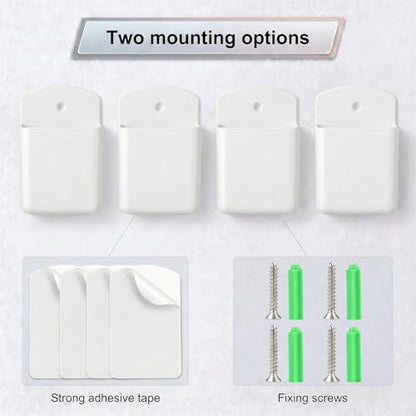 2 PCS Remote Control Holder Wall Mount, TV Remote Control Holder, Self Adhesive Pen Holder Organizers and Accessories for Home Office School (4, White-4Pcs) - color: Set of 4-White