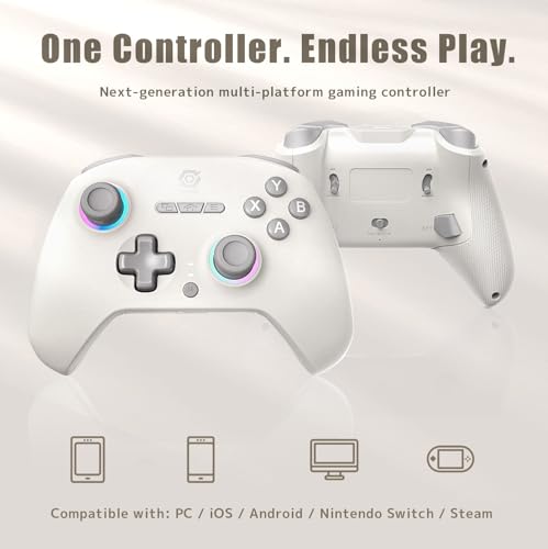 PeriphX Wireless PC Controller with 1000Hz Polling Rate, Switchable Hall and Tactile Triggers（Long/Short Travel Triggers）, Hall Joysticks, Turbo, Macro, RGB Lighting, 2.4G Bluetooth Wired, Compatible with Windows PC/ Switch1,2/Steam Deck/Android/iOS