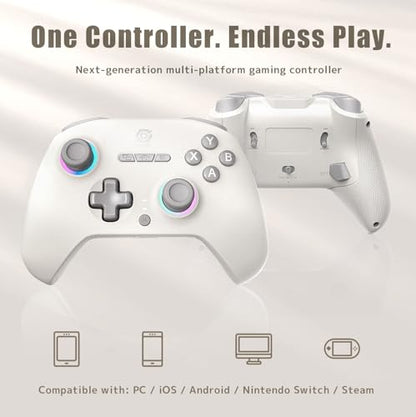 PeriphX Wireless PC Controller with 1000Hz Polling Rate, Switchable Hall and Tactile Triggers（Long/Short Travel Triggers）, Hall Joysticks, Turbo, Macro, RGB Lighting, 2.4G Bluetooth Wired, Compatible with Windows PC/ Switch1,2/Steam Deck/Android/iOS