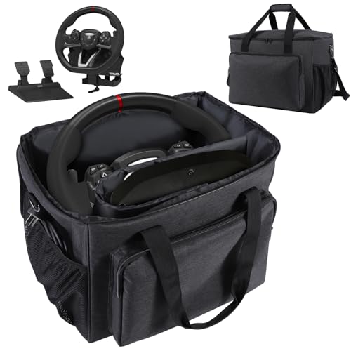 Storage Case for Driving Force Racing Wheel and Floor Pedals | Portable Pedals Carrying Organizer with Shoulder Strap Steering Wheel Storage Carrying Case for PS5 PS4 PC