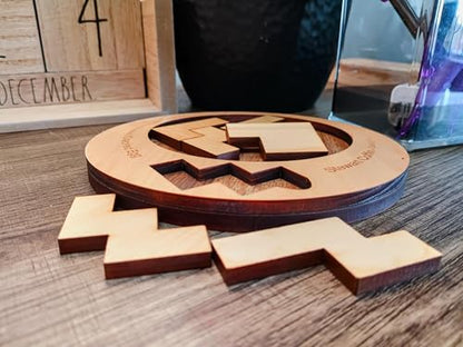 Creative Crafthouse Cracked Egg Wood Brain Teaser Puzzle for Adults | Fit all 6 wood pieces into the egg-shaped opening. A level 8 of 10 Stewart Coffin dissection puzzle, made in the USA. - style: Cracked Egg