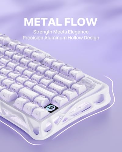 GravaStar Mercury K1 75% Wireless Mechanical Gaming Keyboard RGB Backlit | Gasket Mount, Hot Swappable Linear Switches, Creamy Sound Keyboard, 2.4GHz/USB-C/Bluetooth 5.0, for Win/Mac【Lavender Purple】 - color: Lavender Purple