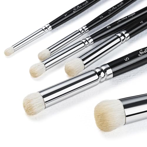 Golden Maple Dry Brush Set for Miniature Painting - 6PC Professional Detail Hobby Brushes for Models | Acrylic, Oil（Black） - color: Black