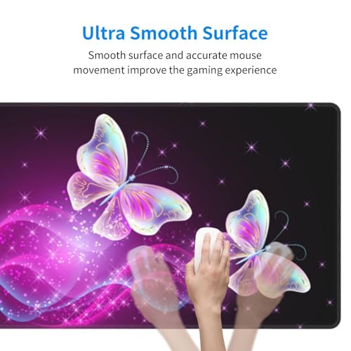 Butterfly Mouse Pad XL Large Mousepad Non Slip Rubber Base Desk Mat for Laptop Computer Gaming 31.5" X 12" - color: Butterfly