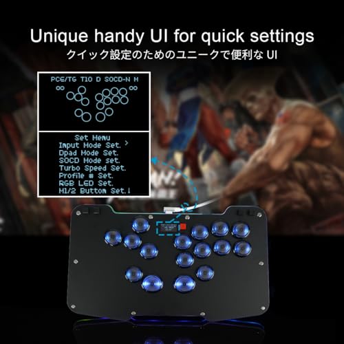 BITFUNX Duelpad Leverless Controller Arcade Stick, Zen16 Arcade Controller for PC/PS3/PS4/PS5/Switch/Steam, All-Button Arcade Fight Stick with SOCD/TURBO/Custom RGB/Hot-Swap/Low-Profile Switch - size: Large