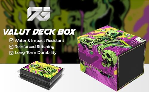 (Melting Skulls) 100% Hand-Drawn TCG/MTG 100+ Card Vault Deck Box - style: Melting Skulls