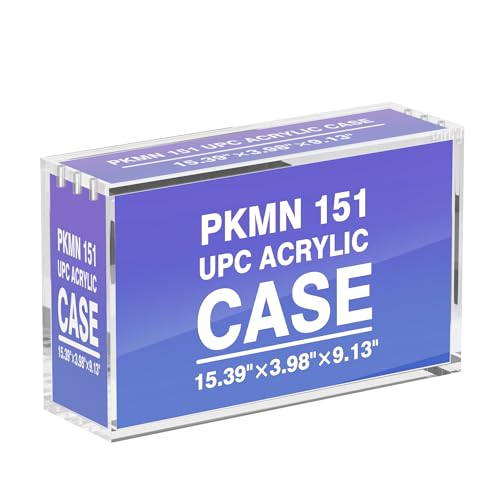 Magnetic Acrylic Display Case with Magnetic Seal. Crafted to showcase and protect your premium collector's boxes, Compatible with Pkmn 151 UPC & Mega Zard X ex UPC - size: Mega Charzrd & 151 UPC Case