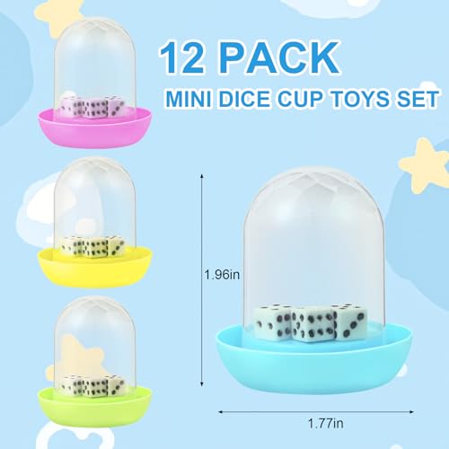 12 Pack Mini Dice Cup Set，Party Favors for Adults Kids Toddlers, Plastic Shaker Dice Game，Shaker Cup Desk Toys, Classroom Rewards, Carnival Prizes, Goodie Bag Stuffers, Treasure Box, Pinata Fillers