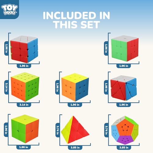 STEAM Life Speed Cube Set 8 Pack Magic Cube | Includes 3x3, 2x2, 4x4 Speed Cube, Pyramid Cube, Megaminx Cube Bundle Collection Cube Toys for Kids & Adults - color: 8 Pcs